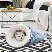 cheap Beds &amp; Hammocks-Cat Sleeping Bag Cat Sleeping Bag for Indoor Cats Cozy Winter Soft Plush Self Warm Kittens Indoor Sack 360Wrap Comfortable Pet Snuggle Sack for Cats