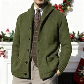 billiga cardigan tröja för män-Herr Tröja Cardigan Tröja Ribbad Sticka Beskuren Stickat V-hals Utekväll Helgen Kläder Höst Vinter Armégrön M L XL
