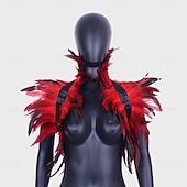 olcso kiegészítők-Karnevál 2026 Rio Karnevál Samba Kiegészítők Gótikus Természetes Toll Káplán Sál Vállra Terítő Csipkakolár Halloween Jelmezek Nőknek Brazil Fesztivál Előadási Jelmez