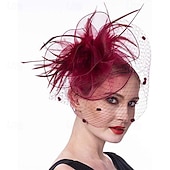 voordelige Fascinators-Hoofdtooi Haarclip Veer Veren Bruiloft Verjaardag Elegant Vintage Met Veer Tule Helm Hoofddeksels