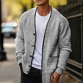 economico Maglioni Cardigan da uomo-Per uomo Maglione Jacquard Felpa Cardigan A Coste Maglia Top Regolari Lavorato a maglia Semplice Scollo a V Vacanza Moda Casuale Abbigliamento quotidiano Abbigliamento Primavera &amp; Autunno Autunno