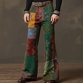 Χαμηλού Κόστους Ανδρικό εμπριμέ casual παντελόνι-Ανδρικά Γεωμετρικό Συνδυασμός Χρωμάτων Κουρελού Παντελόνια Ντίσκο Παντελόνι Παντελόνια καμπάνα της δεκαετίας του '60 και του '70 Μεσαία Μέση Μποέμ Vintage ρετρό ΕΞΩΤΕΡΙΚΟΥ ΧΩΡΟΥ Πάρτι Causal