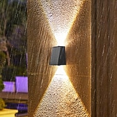 levne Venkovní nástěnná světla-1ks venkovní solární nástěnné světlo s horním a spodním osvětlením, venkovní nástěnné solární světlo na terasu, zahradu, garáž, verandu a silnici, vánoční, svatební, sváteční, venkovní krajinářské