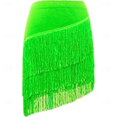 economico Abbigliamento danza del ventre-Gonna con Frange e Paillettes Samba Dancewear Gonna Latina con Elastico Costume di Performance per Danza Moderna Ballo Salsa Samba