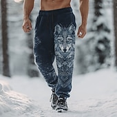 Χαμηλού Κόστους Αθλητικά παντελόνια-Ανδρικά Anime Λύκος Βίκινγκ Αθλητικές Φόρμες Τζόγκκερ Παντελόνια Μεσαία Μέση Κορδόνι ελαστική μέση Vintage ρετρό ΕΞΩΤΕΡΙΚΟΥ ΧΩΡΟΥ Κατασκήνωση &amp; Πεζοπορία Κυνήγι Αθλητικό παντελόνι φόρμας με τσέπες