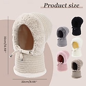  1-teiliges, gestricktes, mit Fleece gefüttertes Set aus Schal, Maske und Mütze (3-in-1), Winter-Gesichtsmaske 2026, Strickmützen, Kapuzenschal, Skimasken