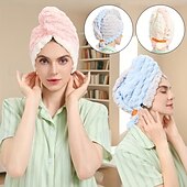 economico Gadget bagno-cuffia per capelli da donna con design a coda larga, autunno e inverno, extra large e spessa, asciugamano per capelli super assorbente ad asciugatura rapida, asciugamano per capelli in pile di