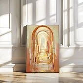 preiswerte Landschaftsgemälde-Handgemaltes Ölgemälde auf Leinwand, abstraktes Motiv einer Bogentür, Golden Avenue, Kunst für die Heimdekoration, auf Keilrahmen gespannt / gerolltes, rahmenloses Gemälde