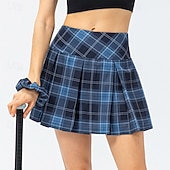 זול חצאיות וחצאיות קצרות לנשים-בגדי ריקוד נשים משובץ / משבצות אחיד חצאית קז'ואל חצאית טניס חצאיות קפלים חצאית ספורט אלסטי תומך זיעה נושם טניס פיקלבול יוגה תחתיות שחור לבן צהוב בגדי טניס