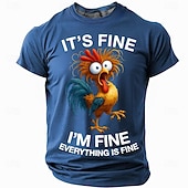  Herren-T-Shirt mit Hahn-Motiv, witzigem Slang-Aufdruck, Kurzarm, 3D-Print, Rundhalsausschnitt, modisch, alltagstauglich, Streetwear, schwarz, rot, blau, Sommer, Frühling, Größen: S, M, L, XL, XXL, XXXL