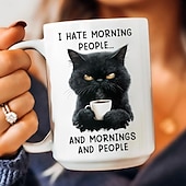  Caneca engraçada "Odeio pessoas matinais, manhãs e pessoas" - Caneca de cerâmica para café, ideal para trabalho, casa ou escritório - Presente divertido para amigos e colegas de trabalho.