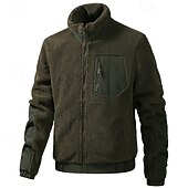 Недорогие Спортивная куртка-Муж. Зимняя куртка Пальто тедди Повседневная куртка Отпуск Повседневные Сохраняет тепло Карман Флис Осень Зима Полотняное плетение Мода Уличный стиль Воротник-стойка Обычная