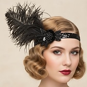 abordables Accessoires et plus-Années Folles Années 1920 Serre Tête Flapper Coiffure Accessoires pour Cheveux Gatsby le Magnifique Fille Flapper Plume Déguisement Femmes Noël Carnaval Mascarade Soirée à thème rétro Danse Charleston