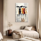 cheap People Paintings-Handmade Oil Painting Canvas Wall Art Decoration Abstract Figures Fashion Model for Home Sofa Background Entrance Hall Decor Stretched Frame Hanging Painting/Rolled Frameless Unstretched Painting