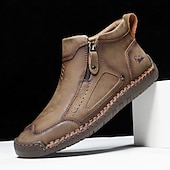 abordables Botines-Botas de senderismo de piel sintética de primera calidad para hombre: calzado resistente con cierre de cremallera para aventuras al aire libre y uso casual.