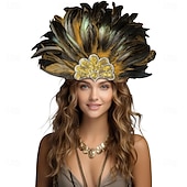 Χαμηλού Κόστους αξεσουάρ-Καραβάλι 2026 Ρίο Καρναβάλι Σαμπού Αξεσουάρ Φτέρωμα Πράσινου Φτάρτη Κεφαλής για Γυναίκες - Φούστα με Ρίνους Κοστούμι Χορευτή Καρναβαλιού - Μαρντί Γκρας Αξεσουάρ Βραζιλίας Κόστος Παρουσίας Φεστιβάλ