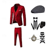  Retro Vintage Roaring 20s 1920s Flapper Dress Suits & Blazers Couples Costumes The Great Gatsby Gentleman Solid Color Fancy Dress Men's Women's Halloween Carnival Masquerade Party / Cocktail Fancy