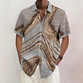 economico Geometrica-Per uomo Geometrico Marmo Arte astratta Camicia Camicia Estiva Camicia con Bottoni Manica Corta Moda Casual Abbigliamento casual alla moda Vacanza Ferie Estate Collo ripiegato Stampa 3D Una tasca