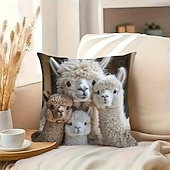  Cute Alpaca Pattern Pillow Cover with 2D Flat Print Decorative Cushion Cover for Living Room Sofa Home Decor Adorable Animal Throw Pillow Case Accents