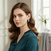 economico Orecchino da donna-orecchini pendenti in argento con fiocco, cristallo trasparente e ciondolo a croce – eleganti orecchini pendenti per donna