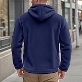 cheap Casual Jackets-Men's Winter Coat Teddy Coat Casual Jacket Outdoor Casual Thermal Warm Pocket Full Zip Fall Winter Plaid Streetwear Sports &amp; Outdoors Hooded Regular Dark Gray Black Navy Blue Khaki Jacket