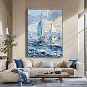 Χαμηλού Κόστους Πίνακες Τοπίων-χειροποίητη ελαιογραφία σε καμβά, τέχνη τοίχου, διακόσμηση, αφηρημένο, ιστιοπλοϊκό, τοπίο, για σπίτι, καναπές, φόντο, διακόσμηση εισόδου, χολ, τεντωμένο πλαίσιο, κρεμαστός πίνακας/ρολό, χωρίς πλαίσιο,