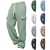 preiswerte Fracht-Herren Waffel Cargo-Hosen Cargo-Jogginghose Hose Gerade geschnittene Sweatpants Kordelzug Elastischer Bund Mehrere Taschen Einfach Feuchtigkeitsableitend Atmungsaktiv Volle Länge Sport im Freien