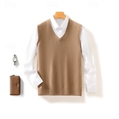 cheap Men's Wool Sweater-Men's Premium Pure Wool Cashmere V Neck Sweater Vest Classic Knit Pullover Jumper Soft Warm Breathable