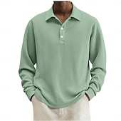 economico Polo classica da uomo-Per uomo Camicia di Velluto a Coste Testurizzato Casuale Sportivo Bavero Manica Lunga Moda Essenziale Blocco di colori Semplice Bottoni Caldo Autunno Primavera &amp; Autunno Autunno &amp; Inverno Vestibilit