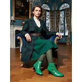  Botines verdes victorianos de mujer con cordones y detalle de botón – estilo vintage de los años 20, tacón bajo y cómodo para eventos formales, bodas y fiestas.