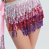 cheap Belly Dancewear-Samba Dancewear Belly Dance Performance Costume Sequin Tassel Hip Scarf Bead Waist Chain Indian Dance Performance Waist Scarf.l Performance Costume
