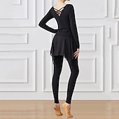 preiswerte Sets &amp; Einteiler-Damen Yoga-Anzug Enge Leggings mit Rock 2-teiliges Trainingsset Einfarbig Kombination Herbst Schwarz Rosa Modal Tanz Pilates Yoga Hohe Taille Leicht Atmungsaktiv Langarm Sport Sportkleidung