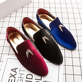 economico Mocassini-mocassini da uomo in velluto bordeaux - eleganti scarpe slip-on con tessuto lussuoso, perfette per eventi formali, matrimoni e occasioni eleganti