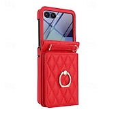 levne Pouzdra pro Samsung-telefon Carcasă Pro Samsung Galaxy Z Flip 7 Z Flip 6 Z Flip 5 Z Flip 4 Z Flip 3 Flip Cover a chránič obrazovky Držák na prsteny Nárazuvzdorné Retro PU kůže