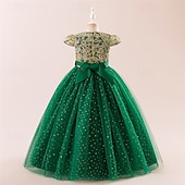 abordables Robes de fête-Enfants Fille Robe Robe de Soirée Couleur Unie Sans manches Formel Performance Occasion Spéciale Noeud de cravate Mode Quotidien Princesse Polyester Maxi Robe de Soirée Robe évasée Robe en Tulle Ét