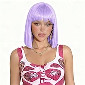 economico Parrucche di Carnevale-Parrucca di Carnevale 2026 Biondo Nero Blu Liscio Ciocca Corto Parrucca sintetica da festival Martedì grasso Parata Capelli per costumi da cosplay per Da donna