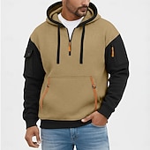 voordelige Tactische Hoodie-Voor heren Hoodie met volledige rits Fleece hoodie Tactische capuchon Wijn Marineblauw Khaki Lichtgrijs Capuchon Effen Vetoketju Kleurenblok Sport &amp; Outdoor Casual Dagelijks Streetwear Stoer