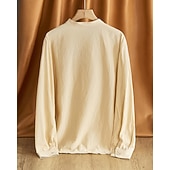 economico Camicie di lino-Per uomo Camicia Camicia di lino Camicia popover Camicia casual Camicia di cotone Semplice Vacanza Camicia hawaiana Nero Bianco Cachi Verde militare Manica Lunga Colletto alla coreana Primavera