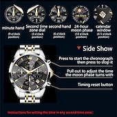 baratos Relógios Quartz-O Novo Relógio de Negócios Masculino Olevs com Pulseira de Aço Luminosa Crônometro Pequeno com Três Ponteiros Exibição de Dia da Semana Relógio de Quartzo Multifuncional Casual à Prova D'água