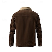 preiswerte Herrenjacken &amp; Herrenmäntel-Herren Wintermantel Cordjacke Fleecejacke Freizeitjacke Outdoor Lässig Thermowarm Tasche Herbst Winter Einfach Vintage Streetwear Umlegekragen Regulär Schwarz Khaki Kaffee Grau Jacken