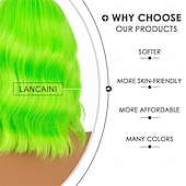  Green Wigs Synthetic Wig Curly Bob With Bangs Short Green Synthetic Hair Women Soft Fashion