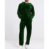 baratos moletons básicos-Homens Moletom Moletom com capuz e calças Conjunto de roupas Conjunto de moletons Capuz Ao ar livre Diário Esportes Com Cordão Bolsos Tecido Vermelho Vinho Preto Azul Royal Poliéster Roupas Esportivas