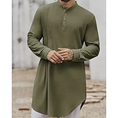 abordables Robes de Chambre-Homme Loungewear Chemise de Nuit Uni Élégant Confort Maison Quotidien Coton Respirant Col montant manche longue Printemps Automne Noir Blanche