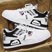 abordables Zapatillas Informales-Zapatillas deportivas blancas para hombre, diseño moderno con detalles de logotipo, zapatillas cómodas y elegantes para deportes, ropa informal y actividades al aire libre.