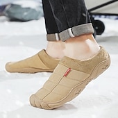 economico Ciabatte e infradito da uomo-scarpe slip-on trapuntate marroni da uomo con fodera in pile: calzature calde e comode per l'inverno e le uscite informali