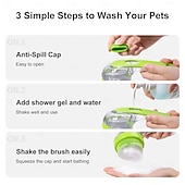 baratos Ferramentas de Banho-Escova de banho para cães com dispensador de sabonete, escova de massagem para shampoo com cabo longo para uso no chuveiro e limpeza diária.