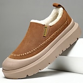 cheap Slip-On Casual Shoes-Men's Slip-on Brown Winter Shoes – Soft Fleece Lining, Trendy and Comfortable, Ideal for Daily Wear and Cold Weather Activities
