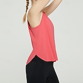 cheap Women's Shirt-Women's Solid Colored Tank Top Workout Tops Loose Fit Elastic Sweat-Wicking Breathable Tennis Pickleball Yoga Crew Neck Top Black White Yellow Tennis Clothing