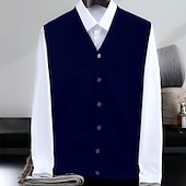 お買い得  メンズウールセーター-メンズ プレミアム ピュアウール カシミア カーディガン セーター Vネック クラシックニット ボタン 無地 ソフト 暖かい 通気性