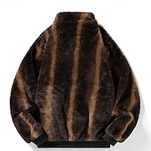 preiswerte Herrenjacken &amp; Herrenmäntel-Herren Winterjacke Fleecejacke Freizeitjacke Urlaub Täglich Thermowarm Tasche Fleece Herbst Winter Einfach Mode Streetwear Stehkragen Regulär Schwarz Braun Jacken